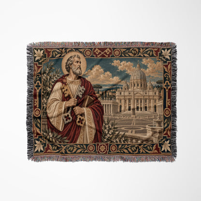 CalmNestStyle Saint Peter Prince of the Apostles jacquard woven blanket