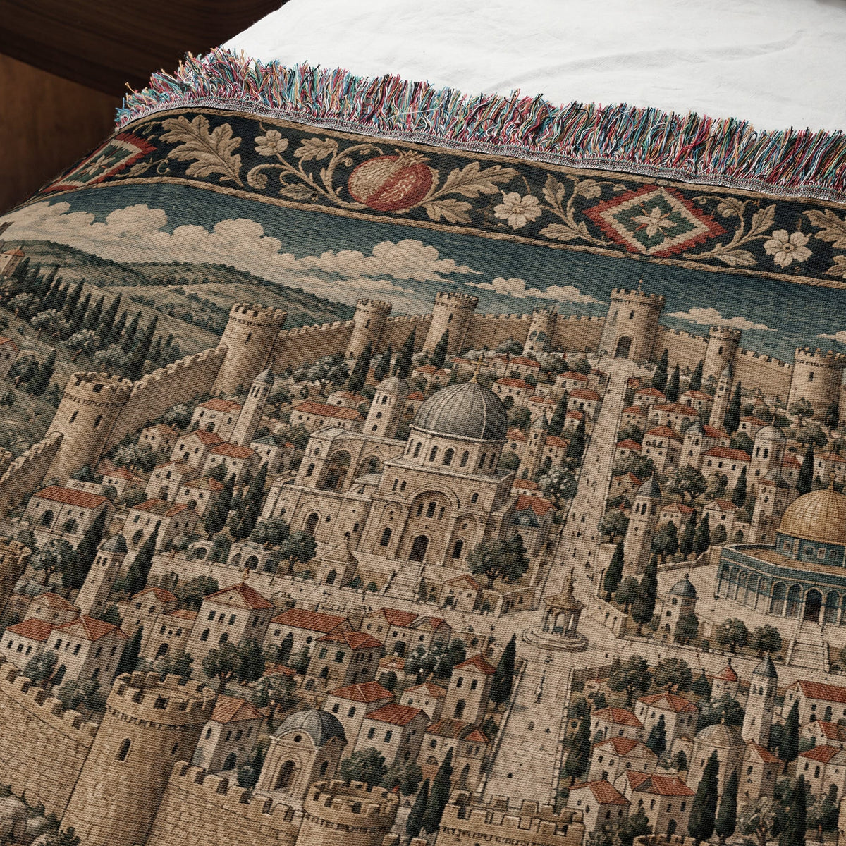 CalmNestStyle Jerusalem on the Hill I Knights and Pilgrims jacquard woven blanket