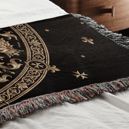 CalmNestStyle Order of Saint John Medallion Crest Red Cross Flag Woven Blanket jacquard woven blanket