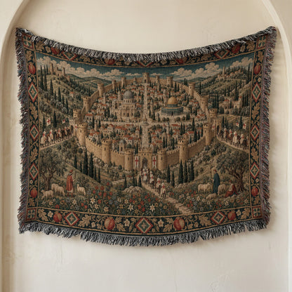 CalmNestStyle Jerusalem on the Hill I Knights and Pilgrims jacquard woven blanket