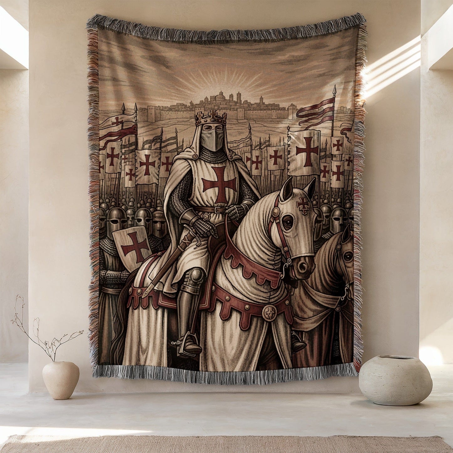 Medieval Knight and Horse Tapestry Wall Hanging Decor