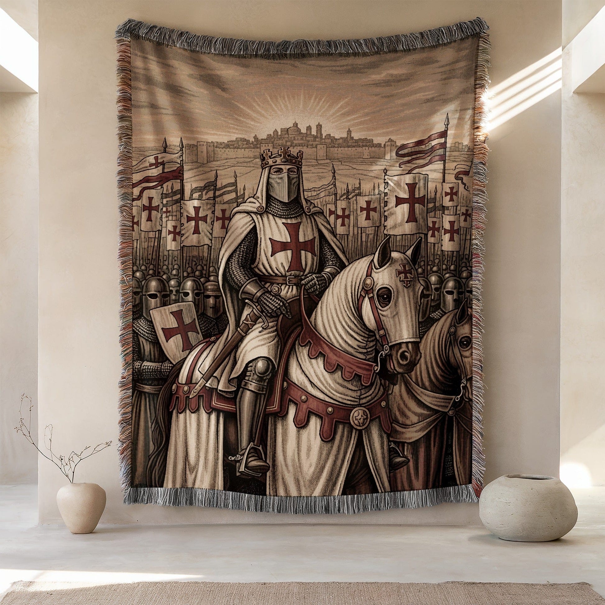 Medieval Knight and Horse Tapestry Wall Hanging Decor