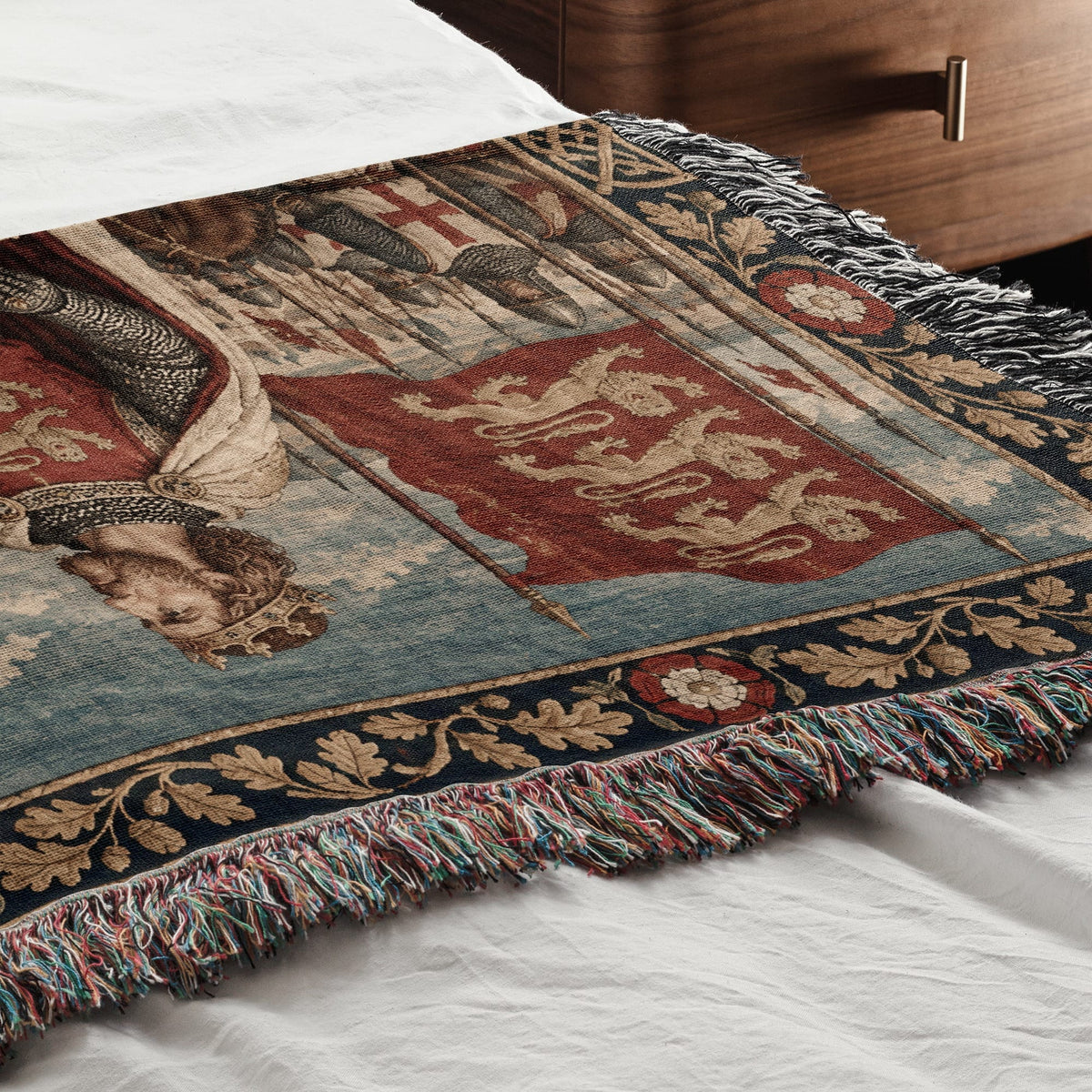 CalmNestStyle Richard the Lionheart Crusader King jacquard woven blanket