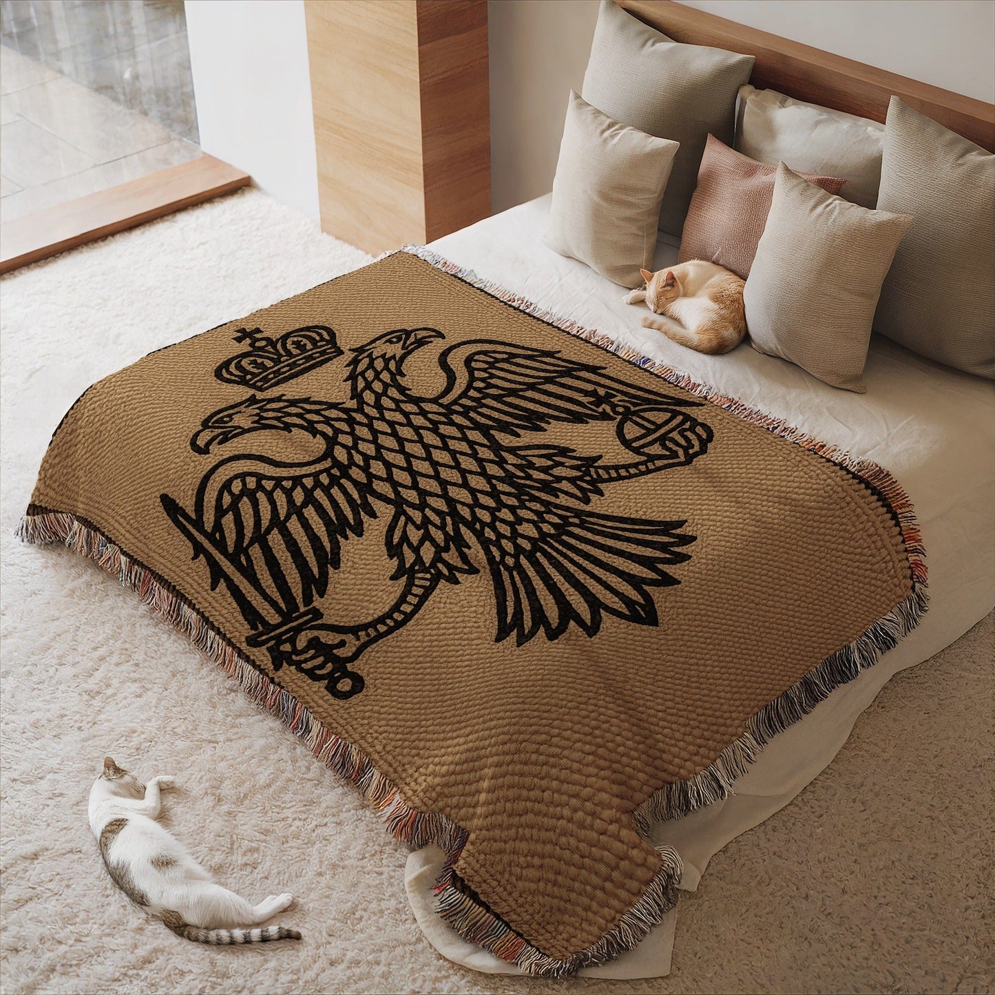 Royal Eagle Pattern Tapestry Blanket for Cozy Living