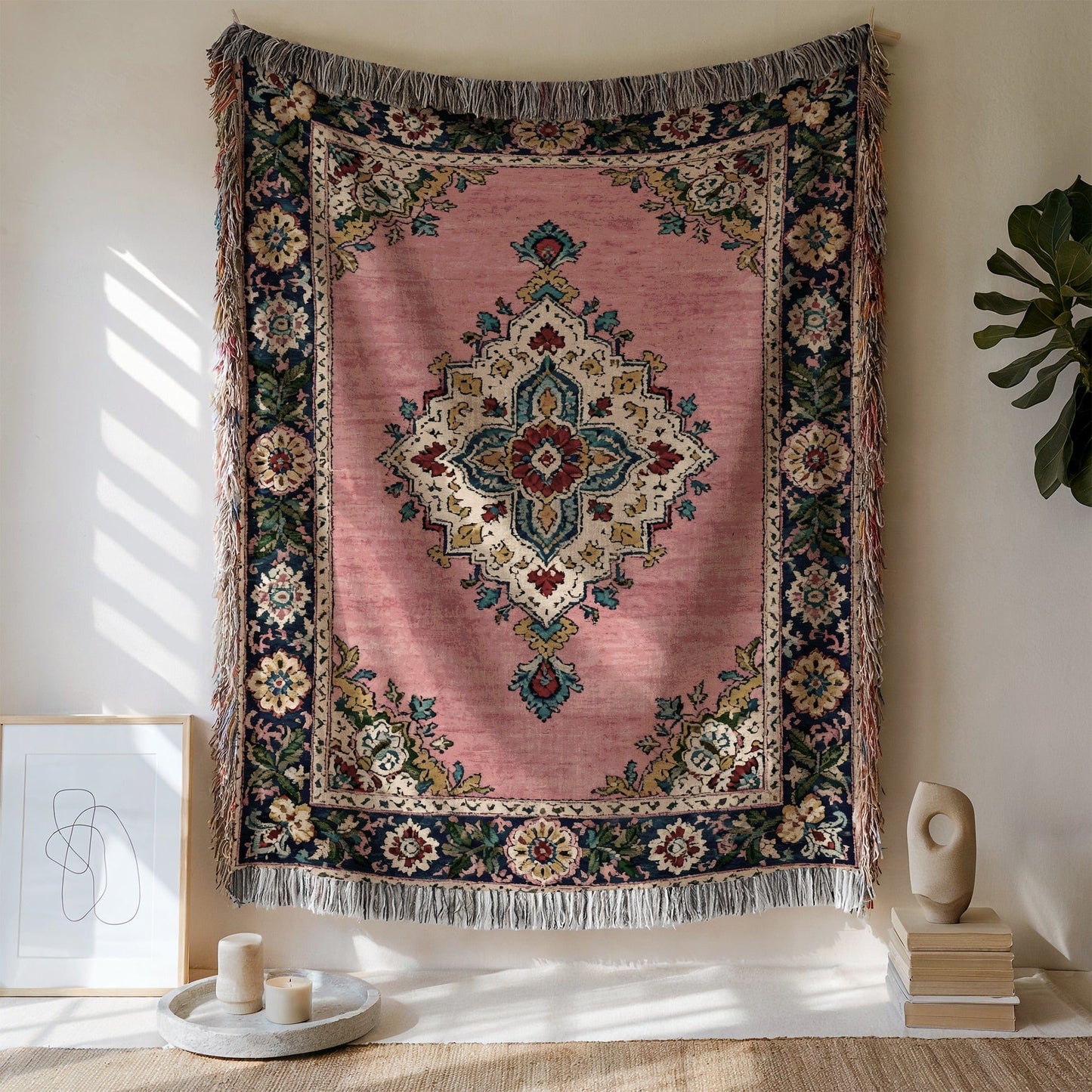 Vintage Bohemian Fringed Tapestry Wall Art Decor