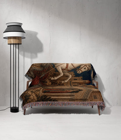 CalmNestStyle Saint George Byzantine Icon jacquard woven blanket