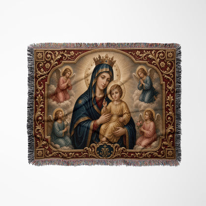 CalmNestStyle Mary, Queen of Heaven jacquard woven blanket