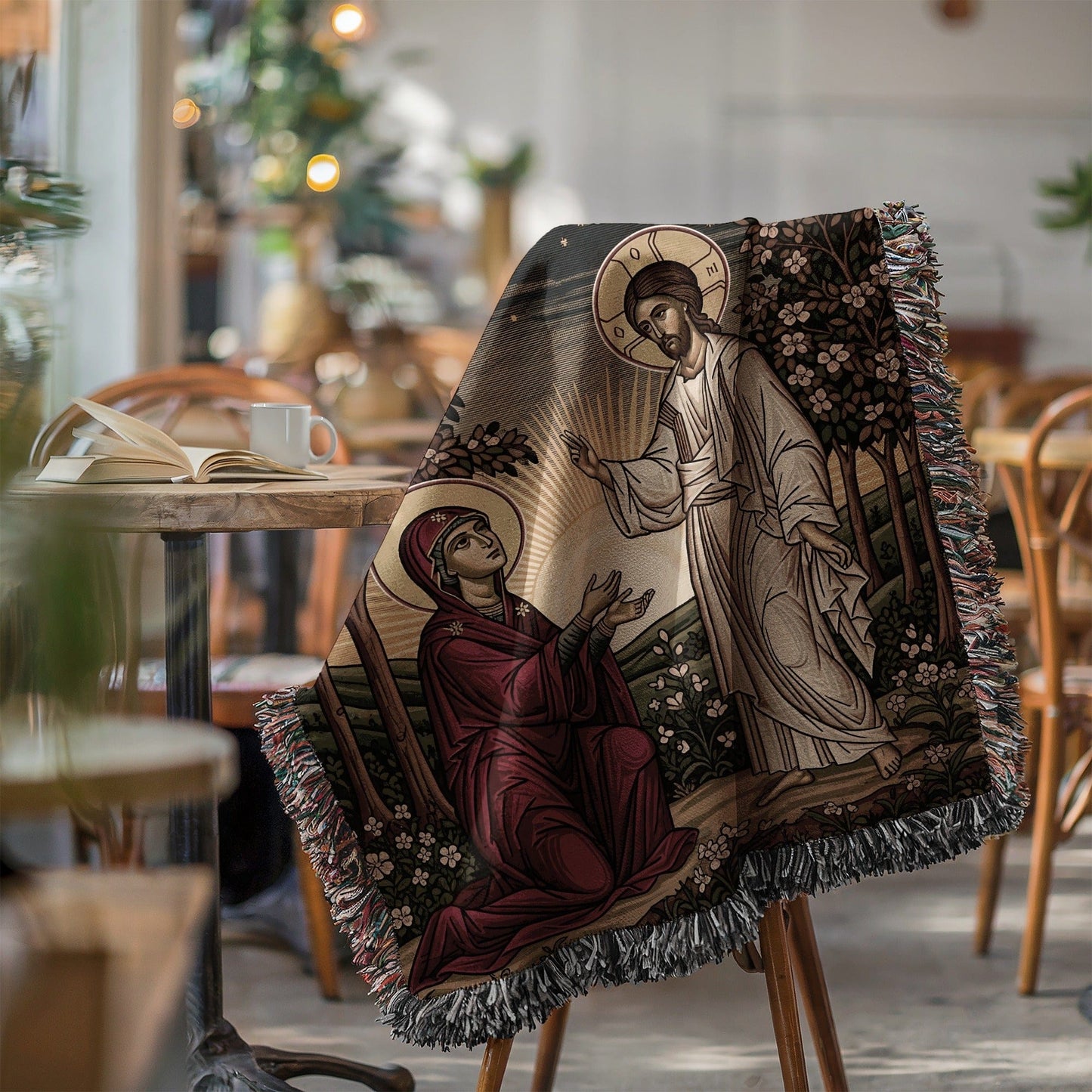 Religious Inspiration Tapestry with Jesus and Mary