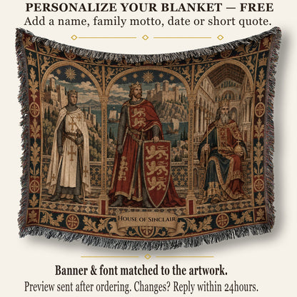 CalmNestStyle Three Kings of Christendom jacquard woven blanket