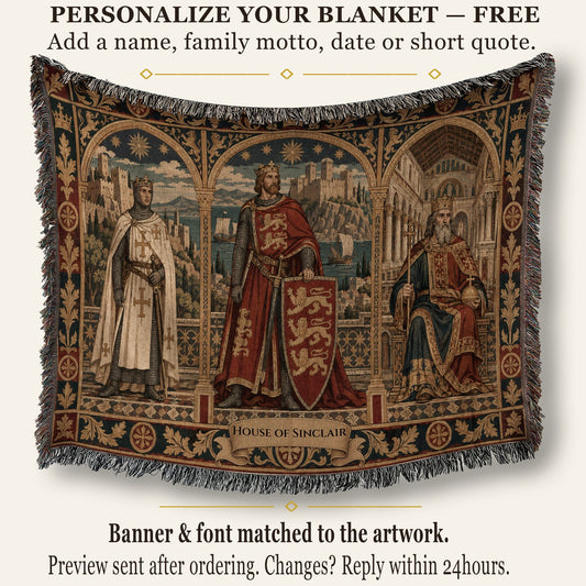 CalmNestStyle Three Kings of Christendom jacquard woven blanket