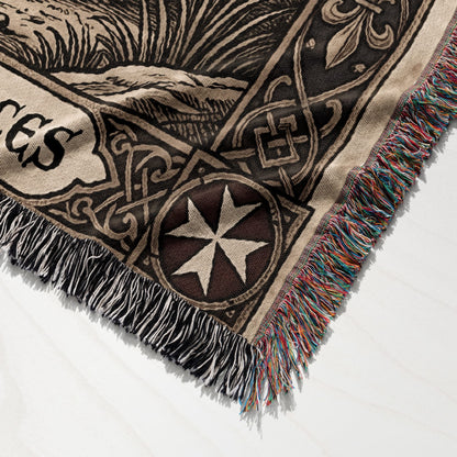 CalmNestStyle Hospitaller Knight With Banner In Hoc Signo Vinces Woven Blanket jacquard woven blanket