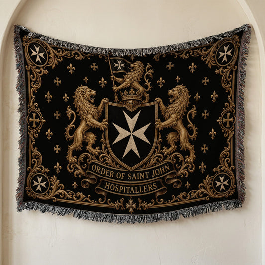 CalmNestStyle Order of Saint John Hospitallers Corner Cross Crest Woven Blanket jacquard woven blanket