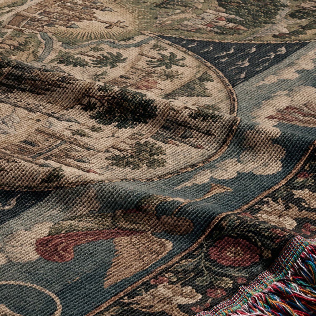 CalmNestStyle Mappa Mundi I Angels of Sun and Moon jacquard woven blanket