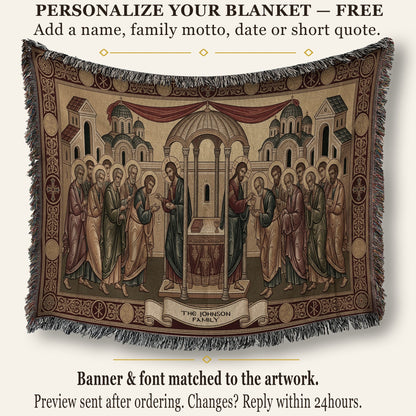 MyDesigns Personalized Last Supper Horizontal Tapestry - Custom Name Icon jacquard woven blanket