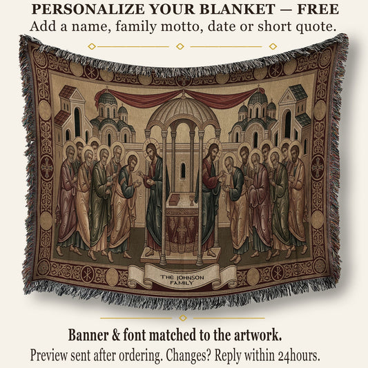 MyDesigns Personalized Last Supper Horizontal Tapestry - Custom Name Icon jacquard woven blanket