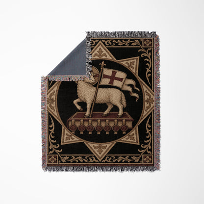 CalmNestStyle Dark Academia Lamb Motif Woven Blanket jacquard woven blanket
