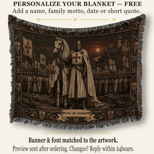 MyDesigns Templar Knight and White Horse jacquard woven blanket