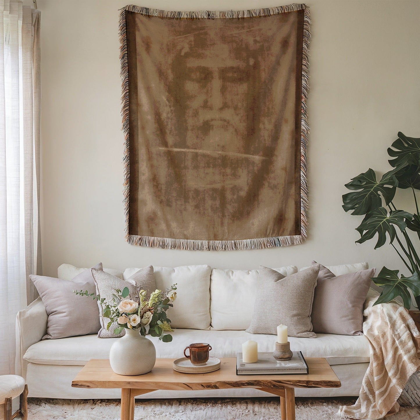 Rustic Tapestry Wall Hanging for Cozy Living Room Decor