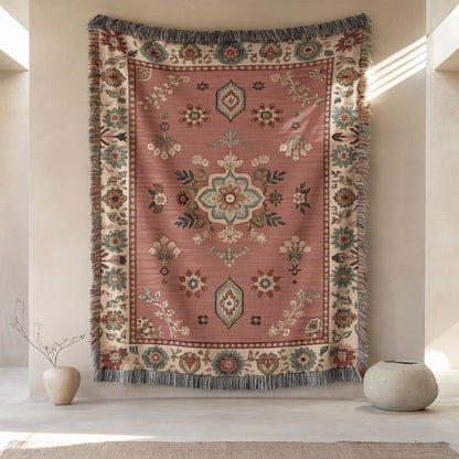 Elegant Vintage Floral Patterned Tapestry Art Piece