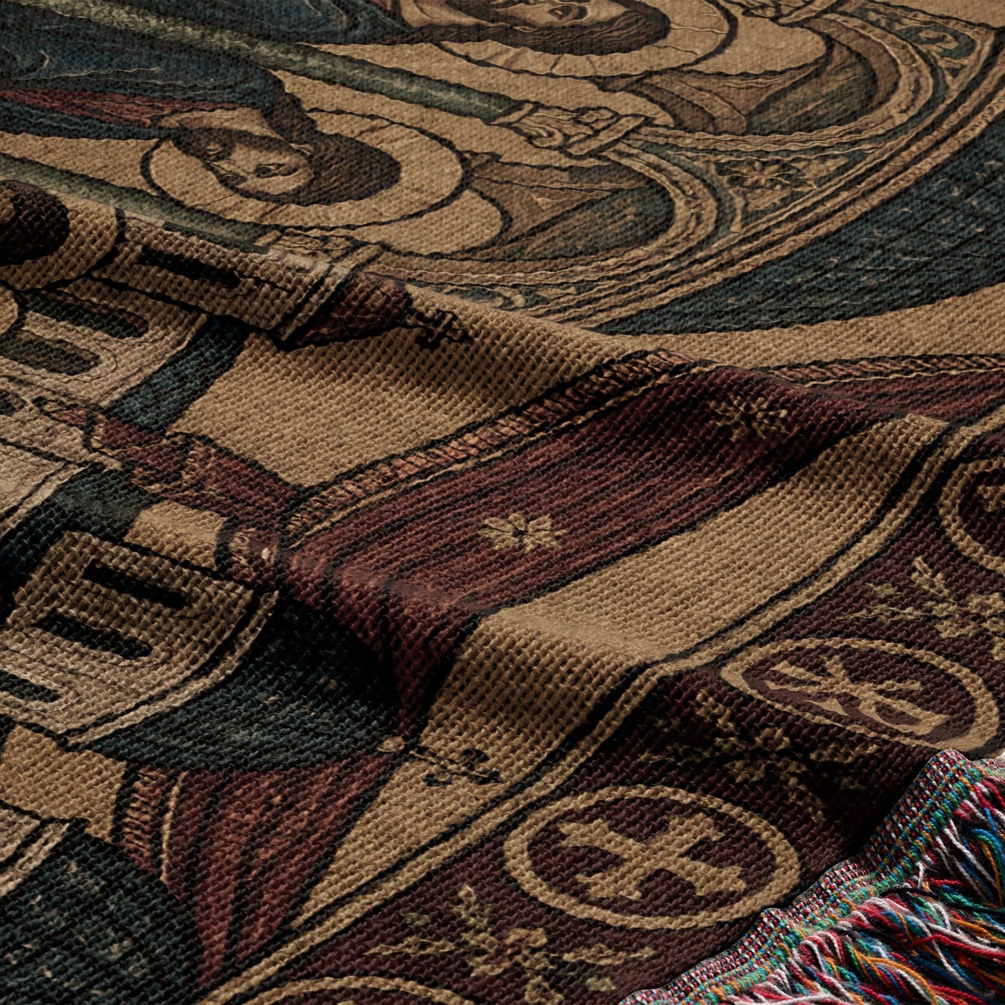 MyDesigns Crimson Last Supper Horizontal Tapestry - Byzantine Woven Throw jacquard woven blanket