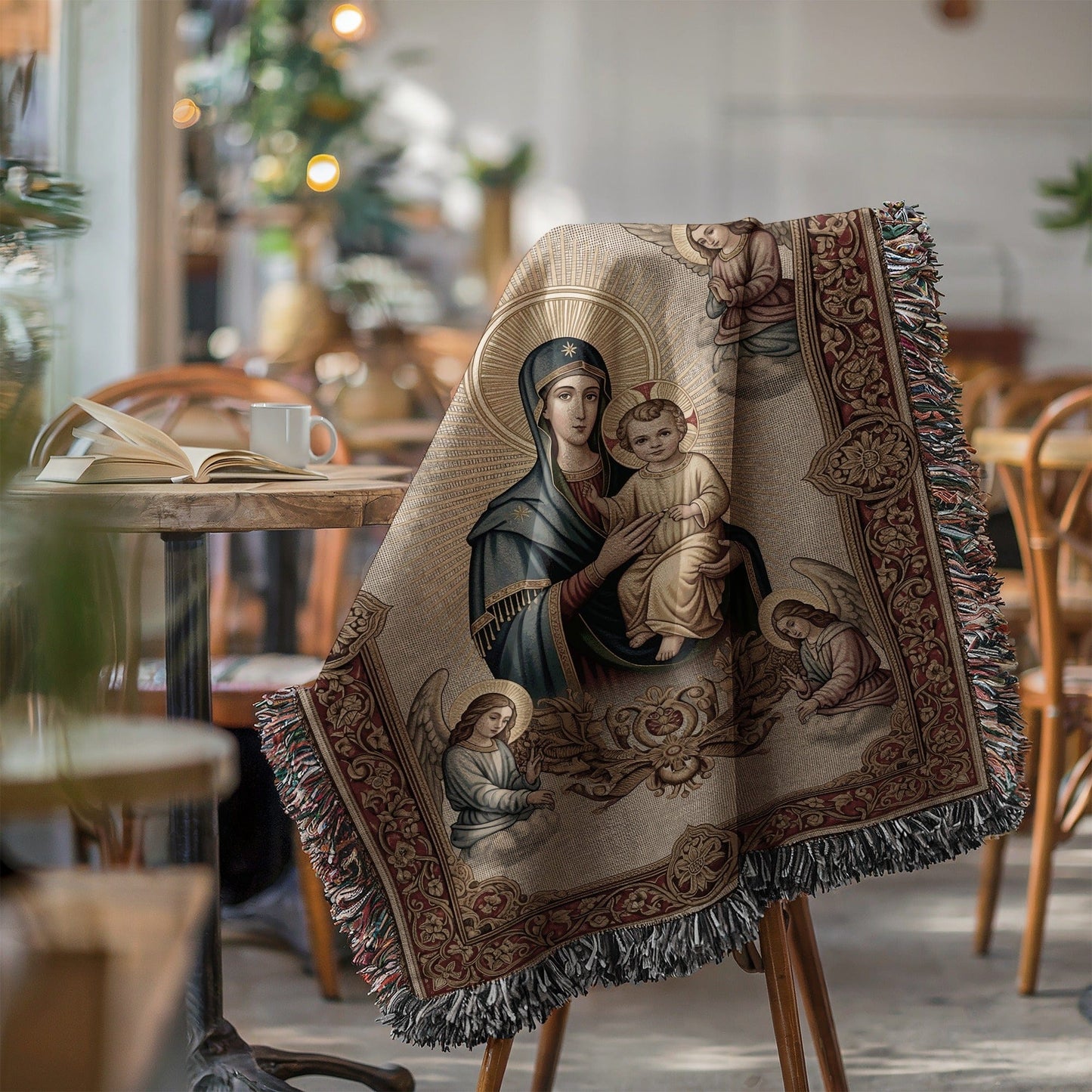 Religious Themed Blanket With Iconic Artwork Design