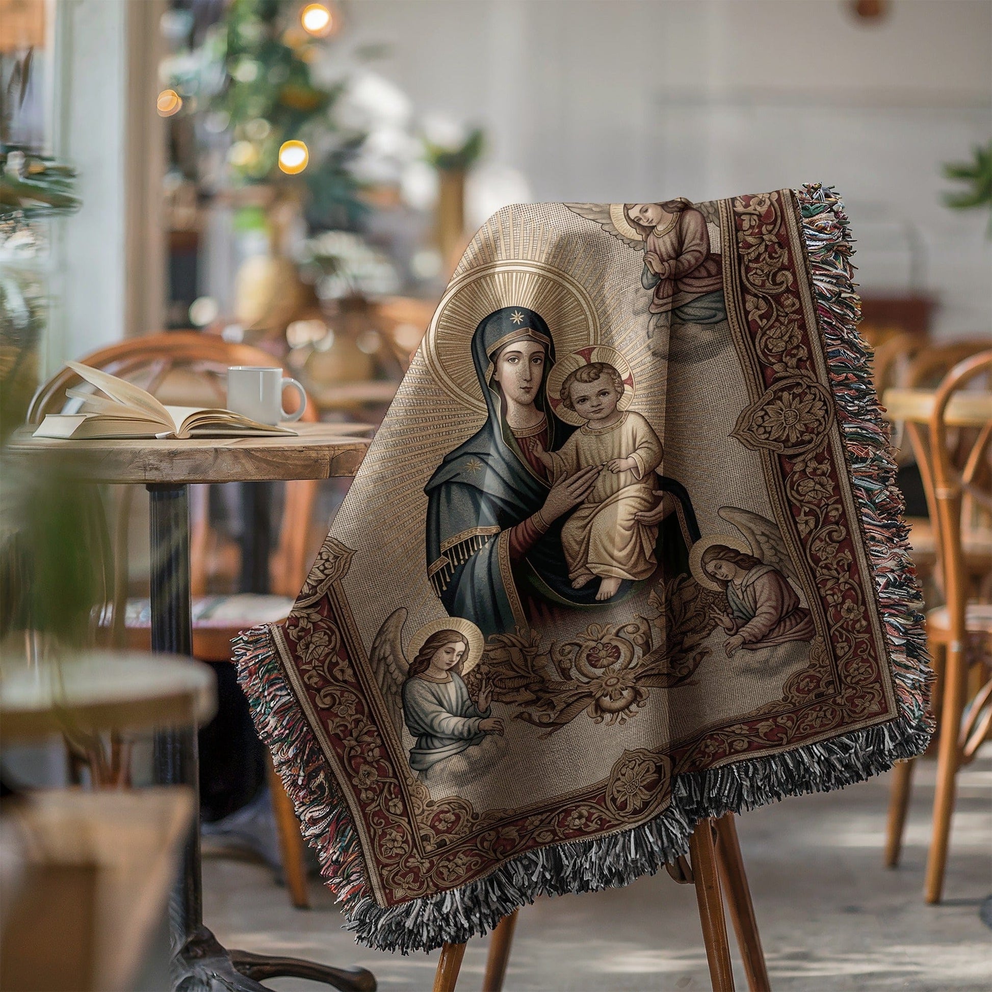 Religious Themed Blanket With Iconic Artwork Design