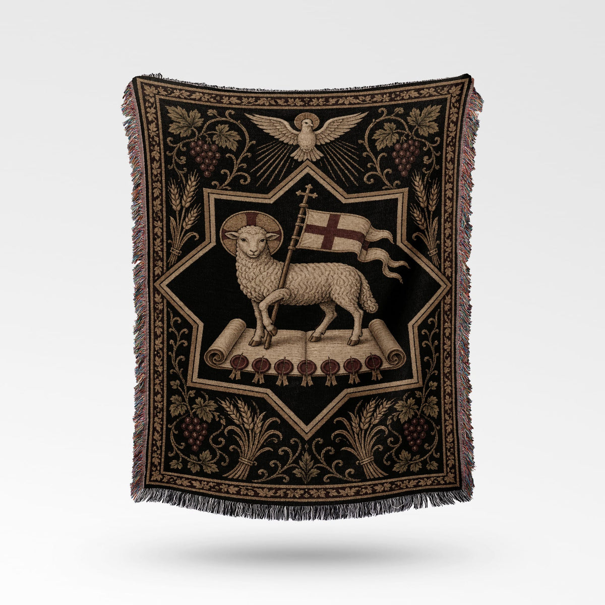 CalmNestStyle Sacred Agnus Dei Heritage Woven Blanket jacquard woven blanket