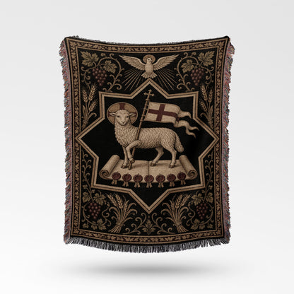CalmNestStyle Sacred Agnus Dei Heritage Woven Blanket jacquard woven blanket