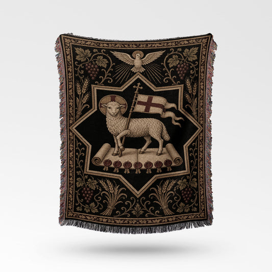 CalmNestStyle Sacred Agnus Dei Heritage Woven Blanket jacquard woven blanket