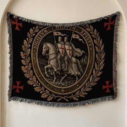 CalmNestStyle Sigillum Militum Xpisti Templar Seal in Silver jacquard woven blanket