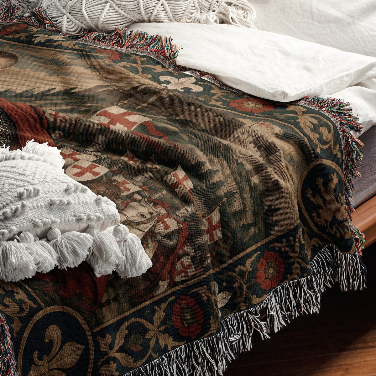 MyDesigns The Templar's Charge I Your Knight on Horseback jacquard woven blanket