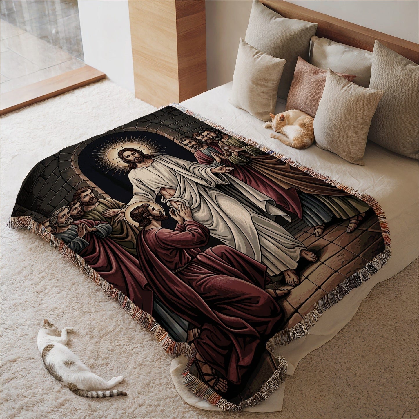 Stunning Religious Art Bedspread with Faithful Imagery