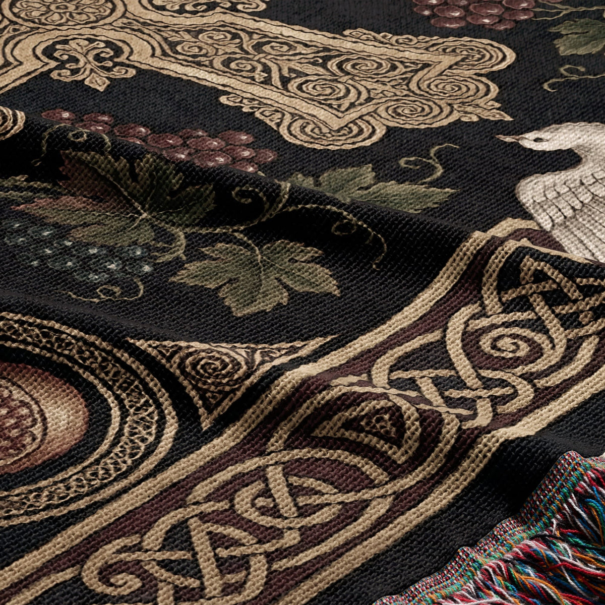 CalmNestStyle Cross with Vine and Celtic Knots jacquard woven blanket