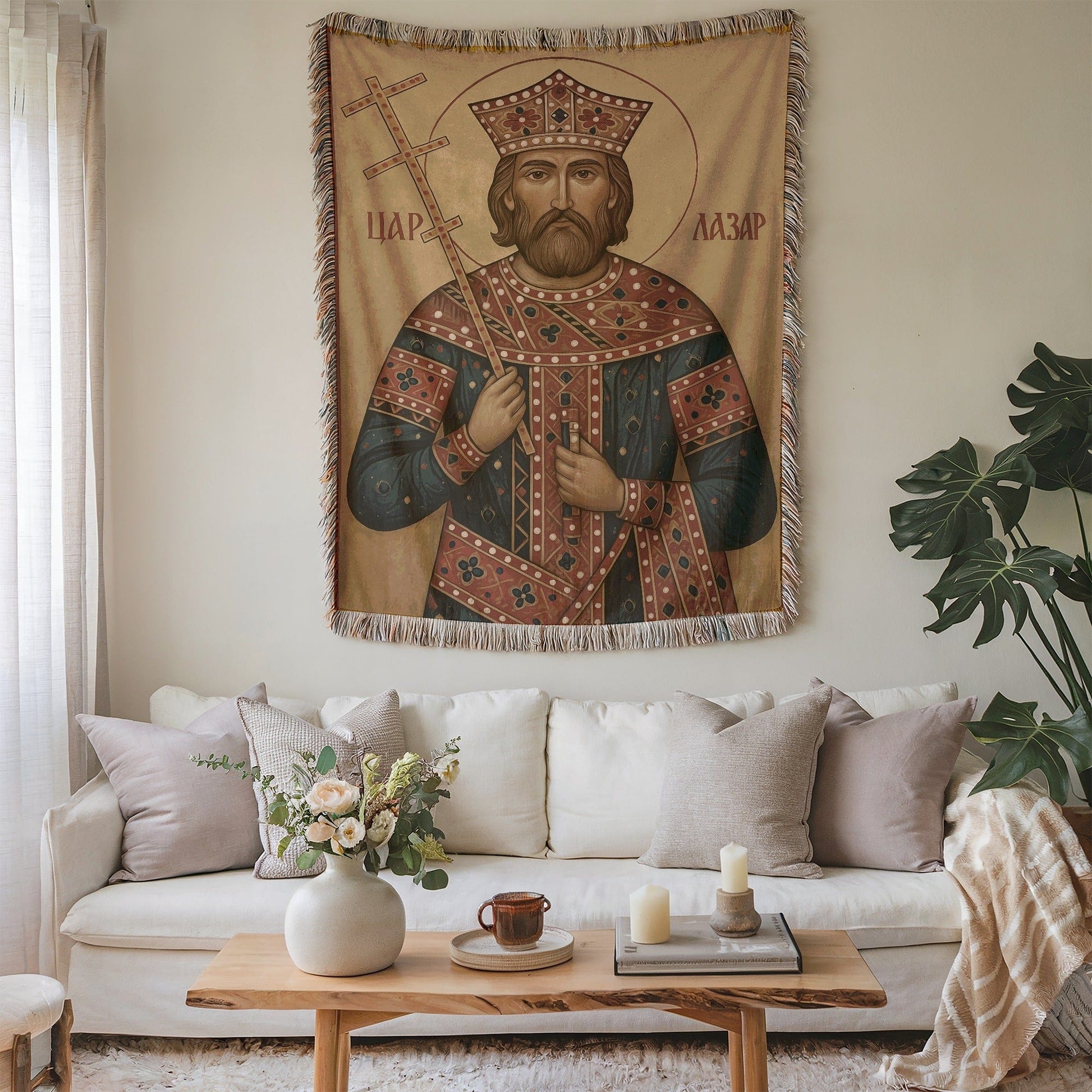 Wall Art Tapestry with Religious Figure Design