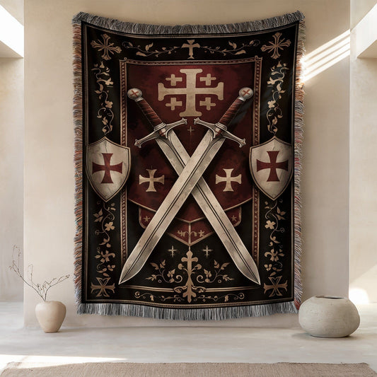 Medieval Knights Templar Emblem Design Tapestry Decor