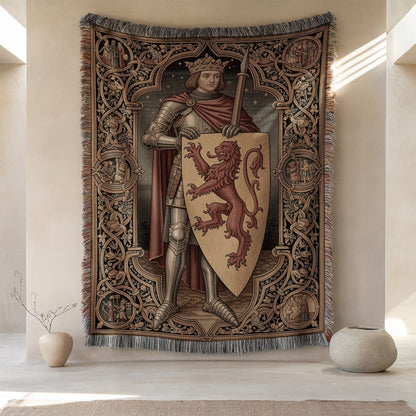 Knight and Lion Medieval Tapestry Wall Hanging Decor