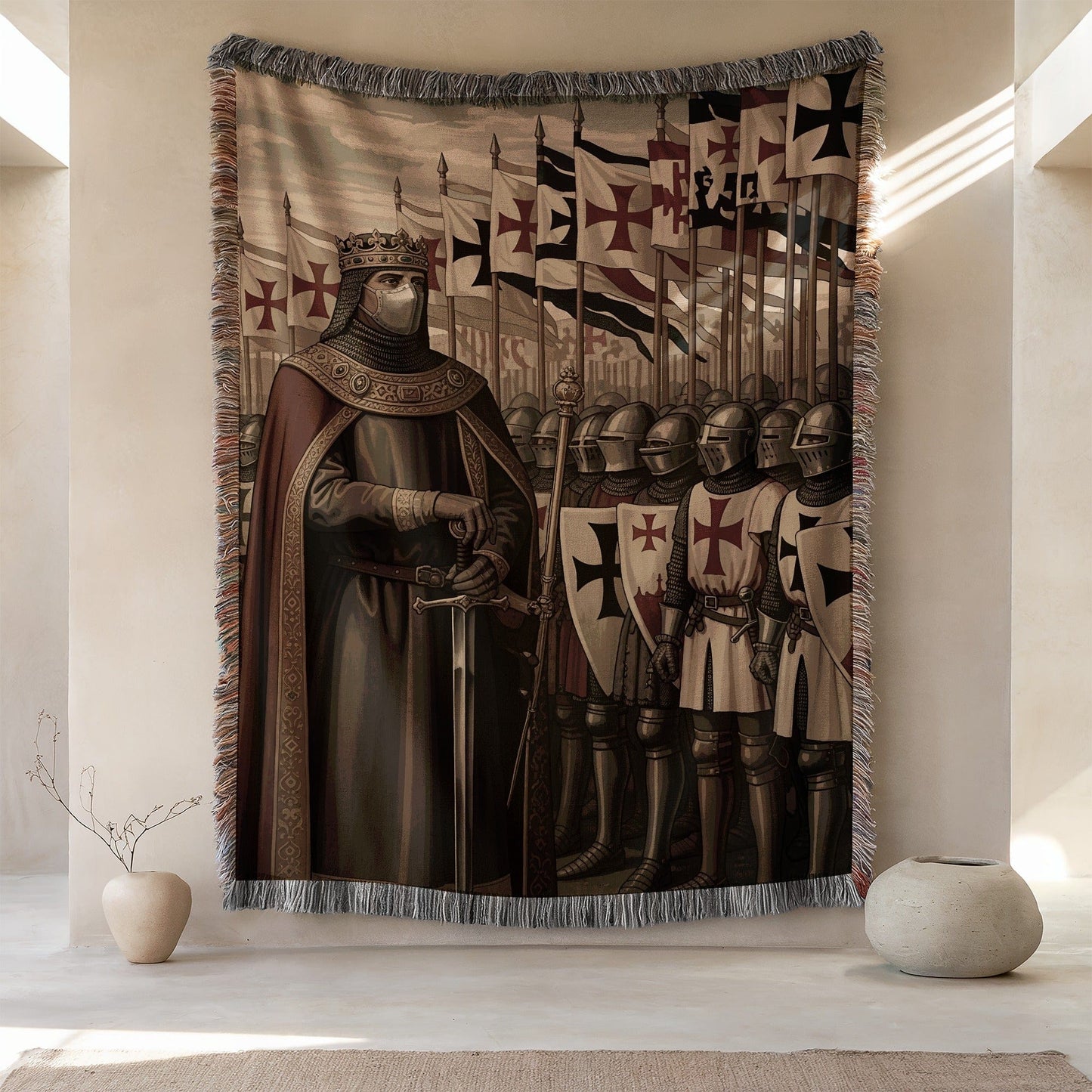 Medieval Knight and Soldiers Tapestry Wall Art Decor