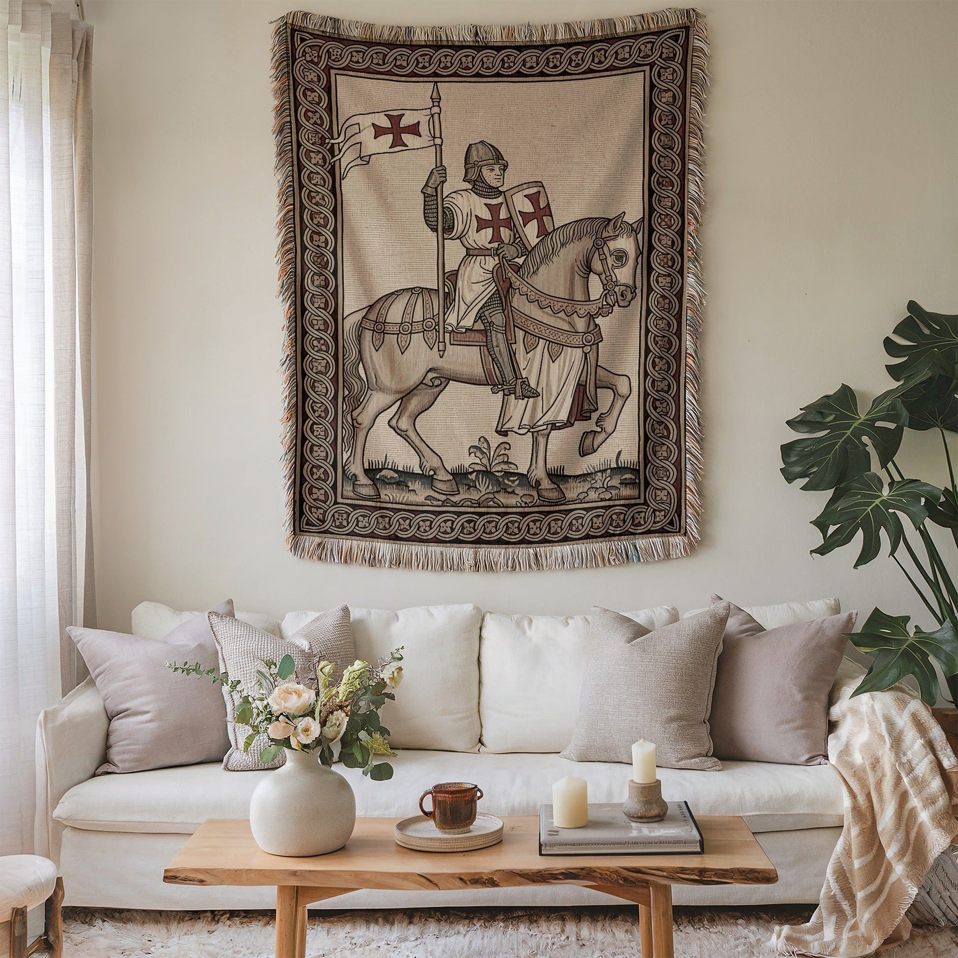 Tapestry Art of Knight Riding Horse Adding Medieval Touch
