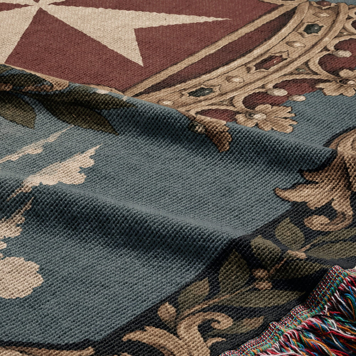 CalmNestStyle Valletta Harbor with Crowned Hospitaller Shield Woven Blanket jacquard woven blanket