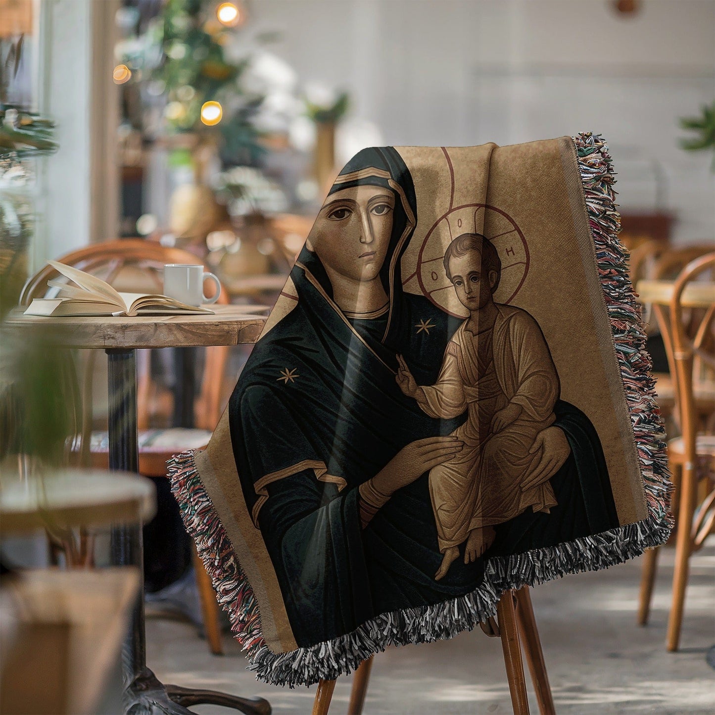 Beautiful Virgin Mary and Child Throw Blanket
