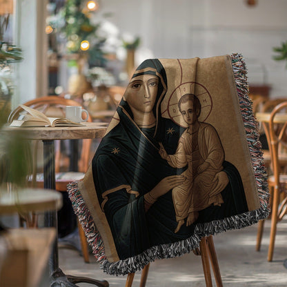 Beautiful Virgin Mary and Child Throw Blanket