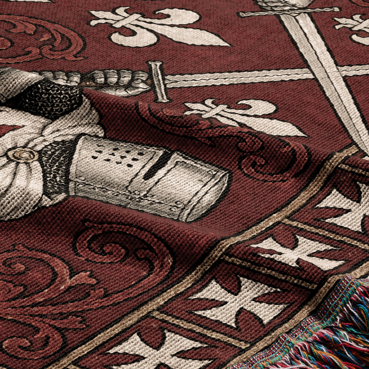 MyDesigns Knight Duel Woven Blanket – Knights Templar Sword Fight Medieval Throw jacquard woven blanket
