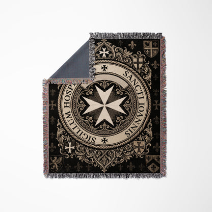 CalmNestStyle Sigillum Hospitalis Sancti Ioannis Maltese Cross Woven Blanket jacquard woven blanket