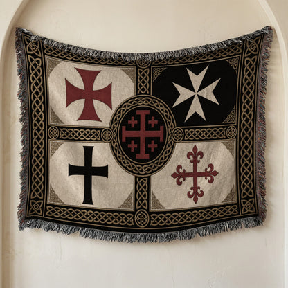 MyDesigns Medieval Tapestry Blanket – Calatrava & Crusader Orders Woven Throw jacquard woven blanket