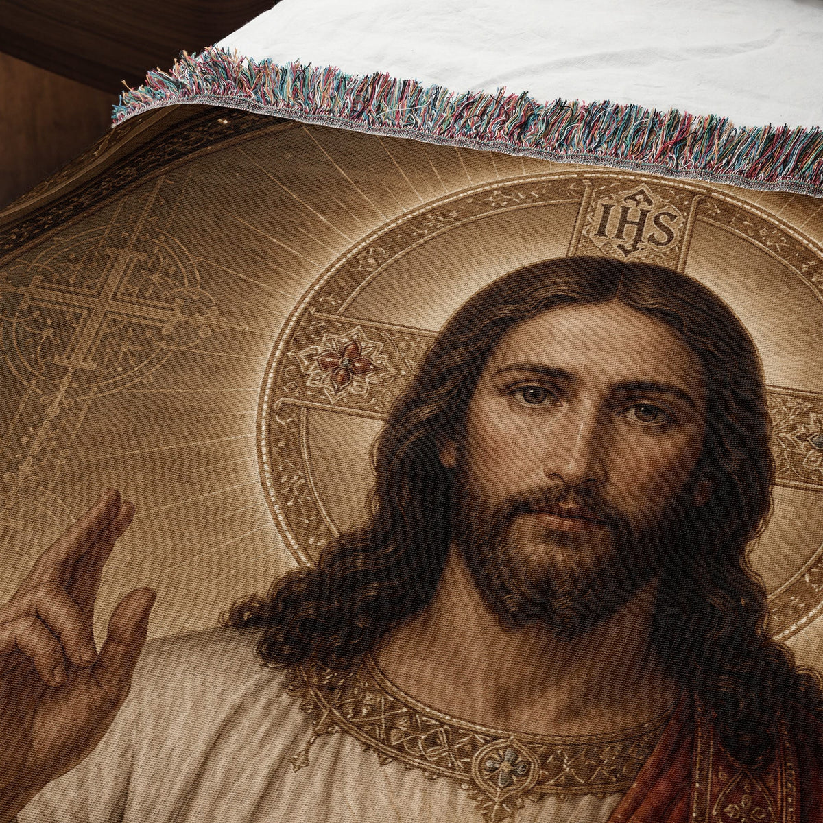 CalmNestStyle The Sacred Heart of Jesus jacquard woven blanket