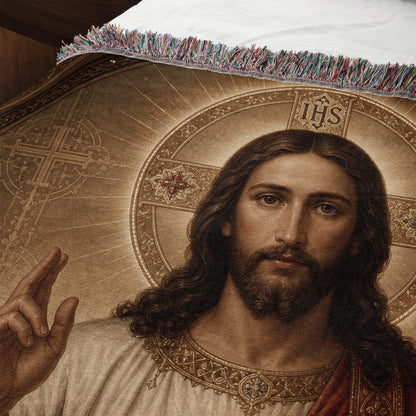 CalmNestStyle The Sacred Heart of Jesus jacquard woven blanket