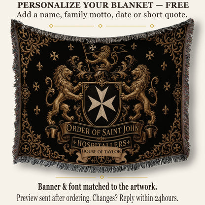 CalmNestStyle Order of Saint John Hospitallers Gold Banner Crest Woven Blanket jacquard woven blanket