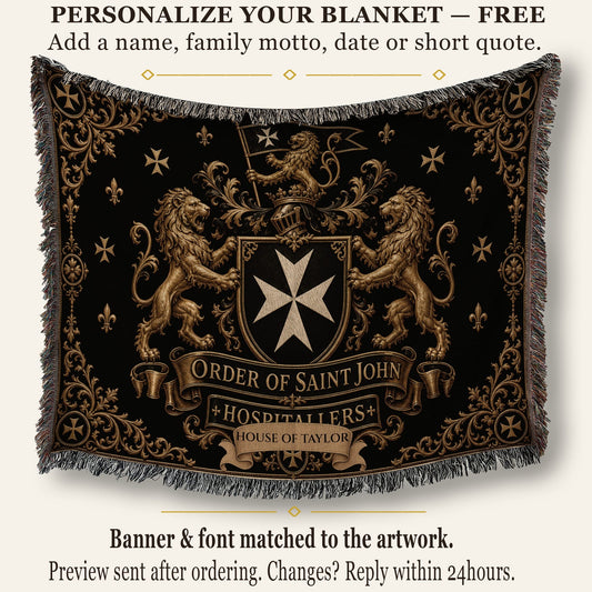 CalmNestStyle Order of Saint John Hospitallers Gold Banner Crest Woven Blanket jacquard woven blanket