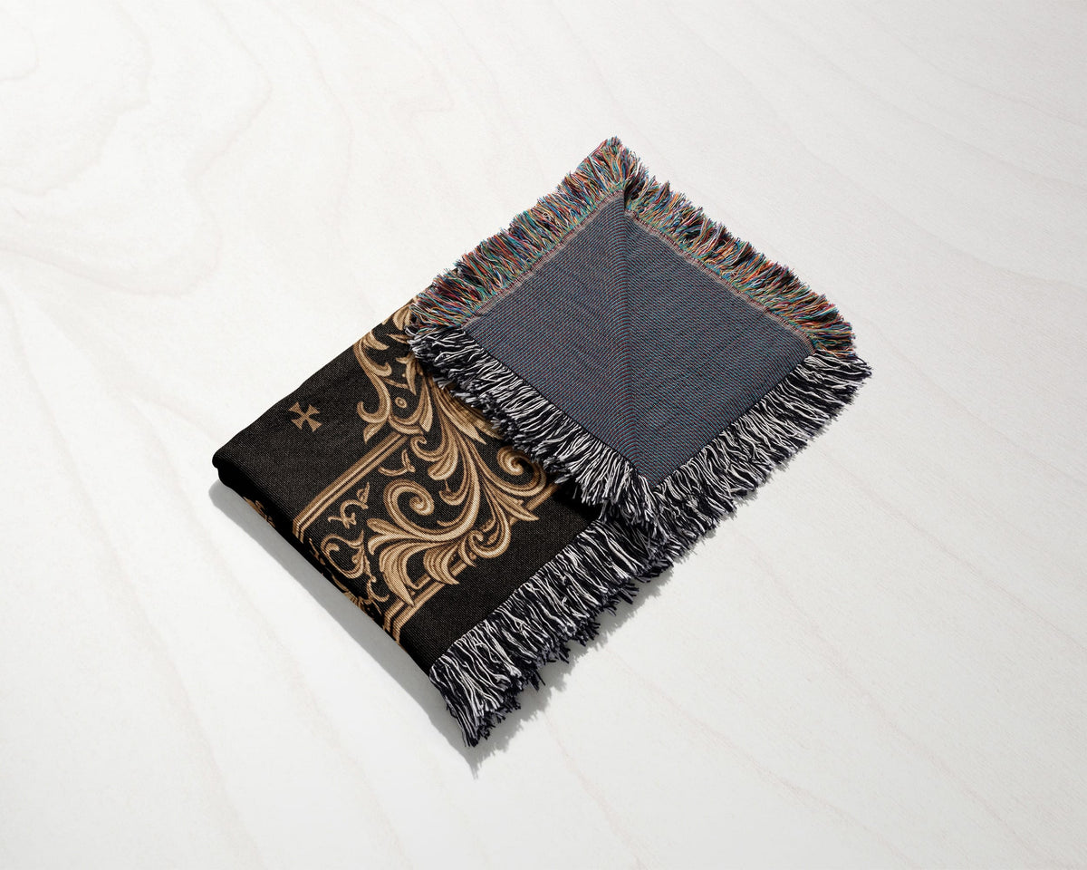 CalmNestStyle Order of Saint John Hospitallers Baroque Frame Crest Woven Blanket jacquard woven blanket