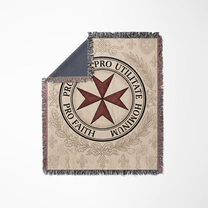 CalmNestStyle Pro Fide Pro Utilitate Hominum Seal Sepia Woven Blanket jacquard woven blanket